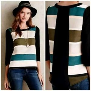 Anthropologie Troubadour Striped 3/4 Sleeve Top size 6